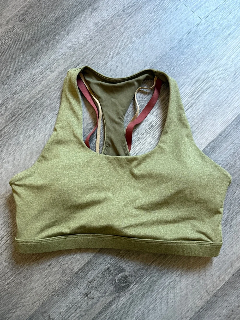 Fabletics Boost Medium Impact Sports Bra Strappy Olive Gym Workout